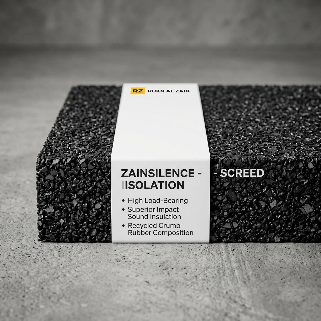 Zain Silence recycled crumb-rubber screed isolation layer over a concrete slab